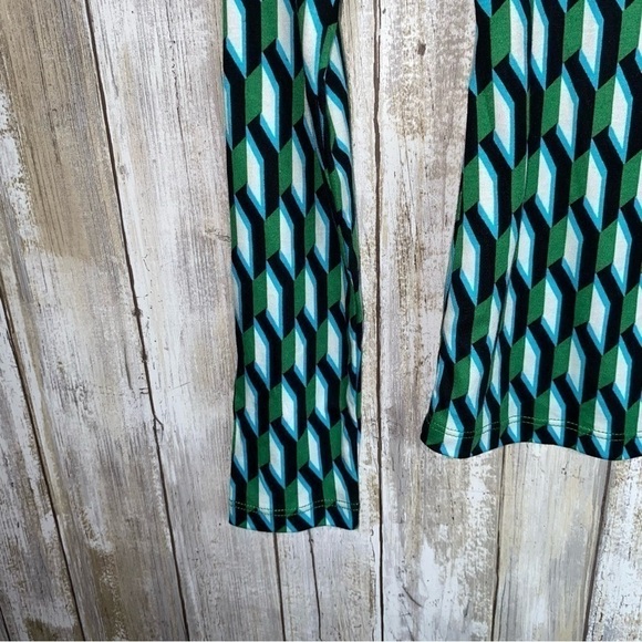 NWT Diane Von Furstenberg Long Sleeve Green Diamond Top - Picture 4 of 8